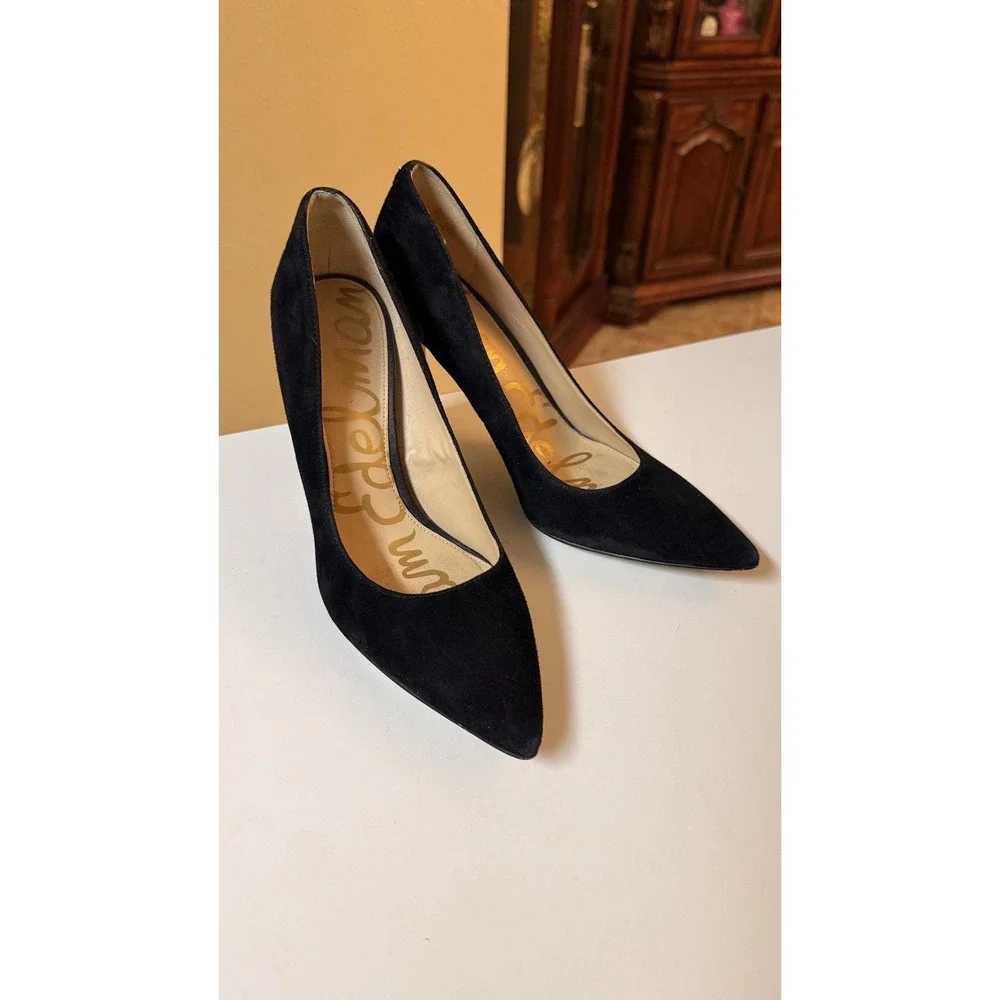 Sam Edelman Hazel Black Suede Pointed Toe Pumps Women's Size 8 Heels